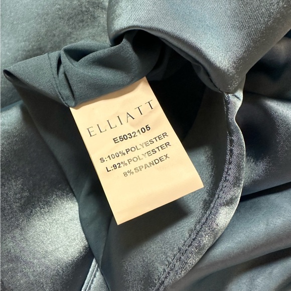 ELLIATT Revolve Cassini Dress Blue One Shoulder Satin Ruched Slit - Picture 12 of 16